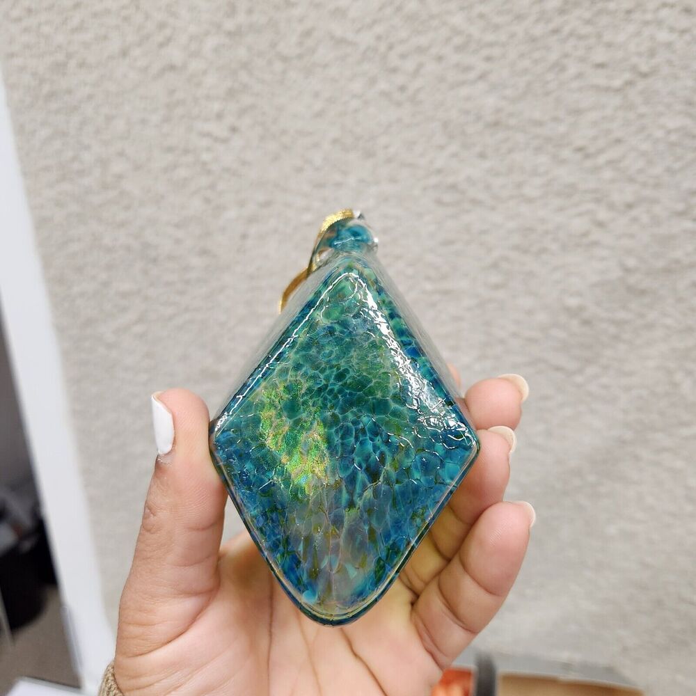 Tynan Design ~ 2002 Annual Collection Aqua Blue Blown Glass XMas Ornament W/ Tag